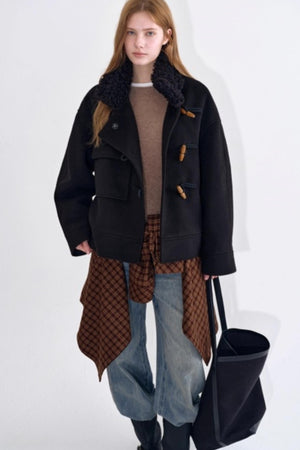 Wool Blend Fur Collar Coat