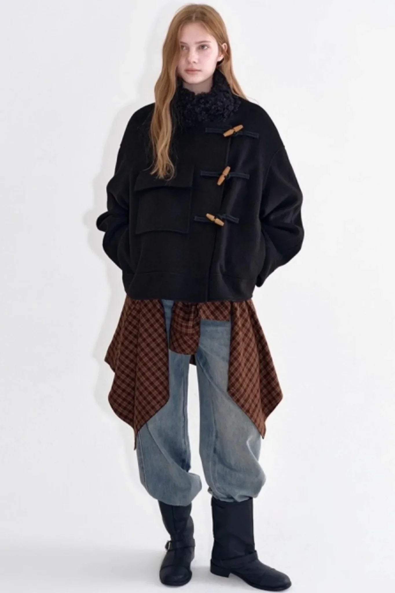 Wool Blend Fur Collar Coat
