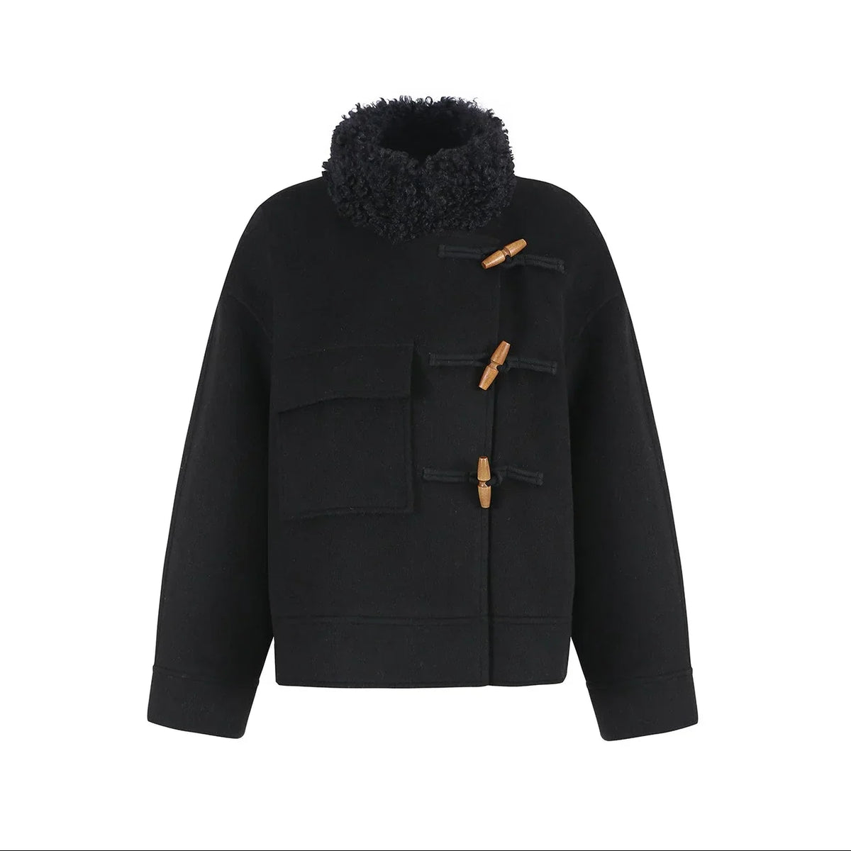 Wool Blend Fur Collar Coat