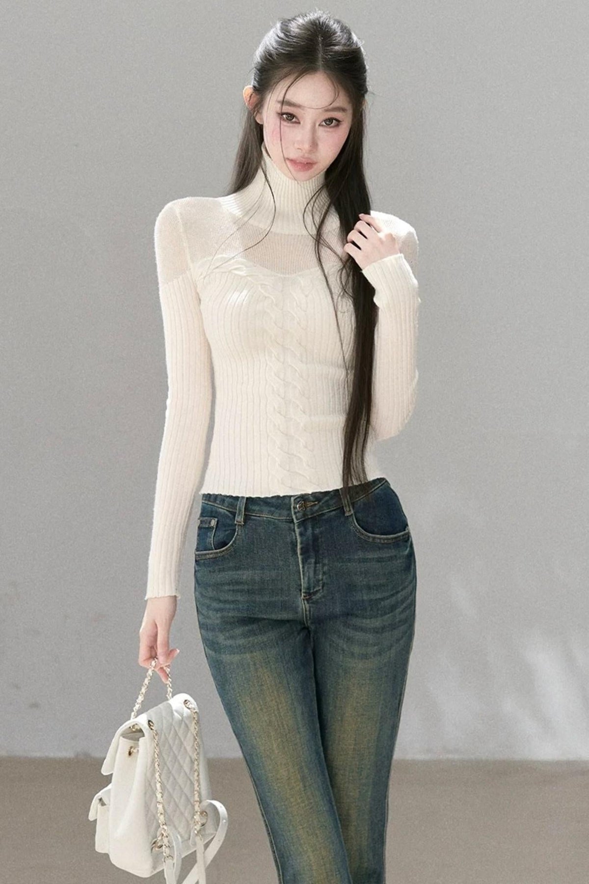 Wool Blend Hollow Knit Top