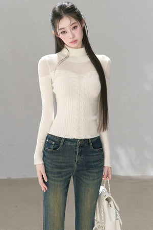 Wool Blend Hollow Knit Top