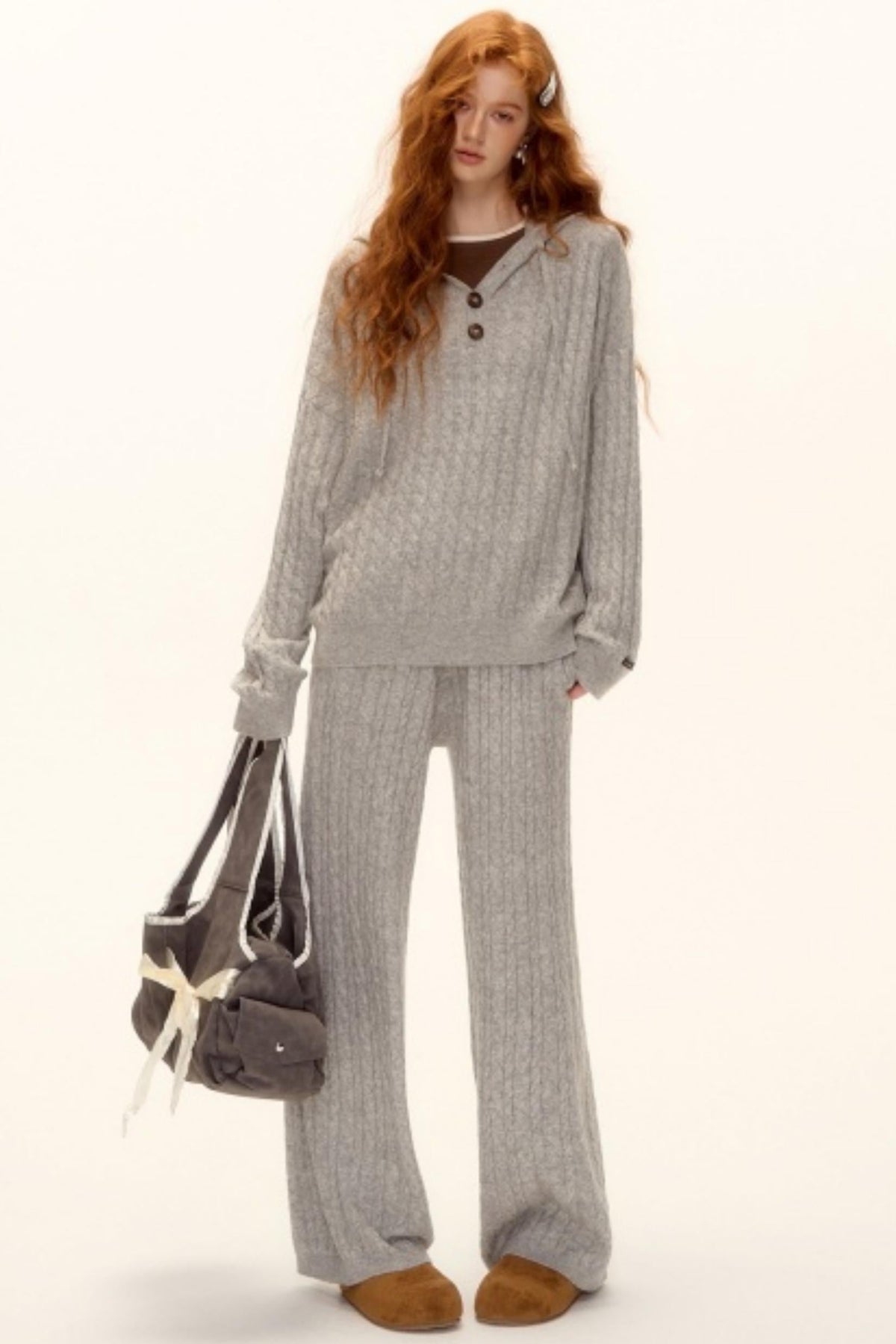 Wool Blend Hooded Knit Set-Up