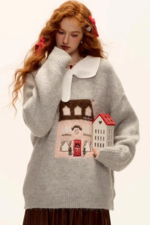 Wool Blend Jacquard Sweater