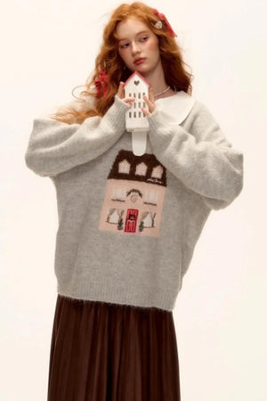 Wool Blend Jacquard Sweater