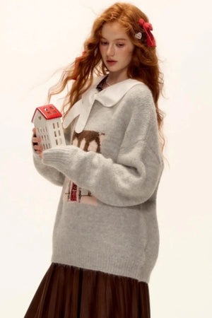 Wool Blend Jacquard Sweater