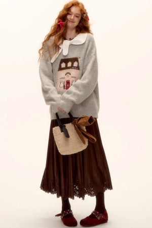 Wool Blend Jacquard Sweater