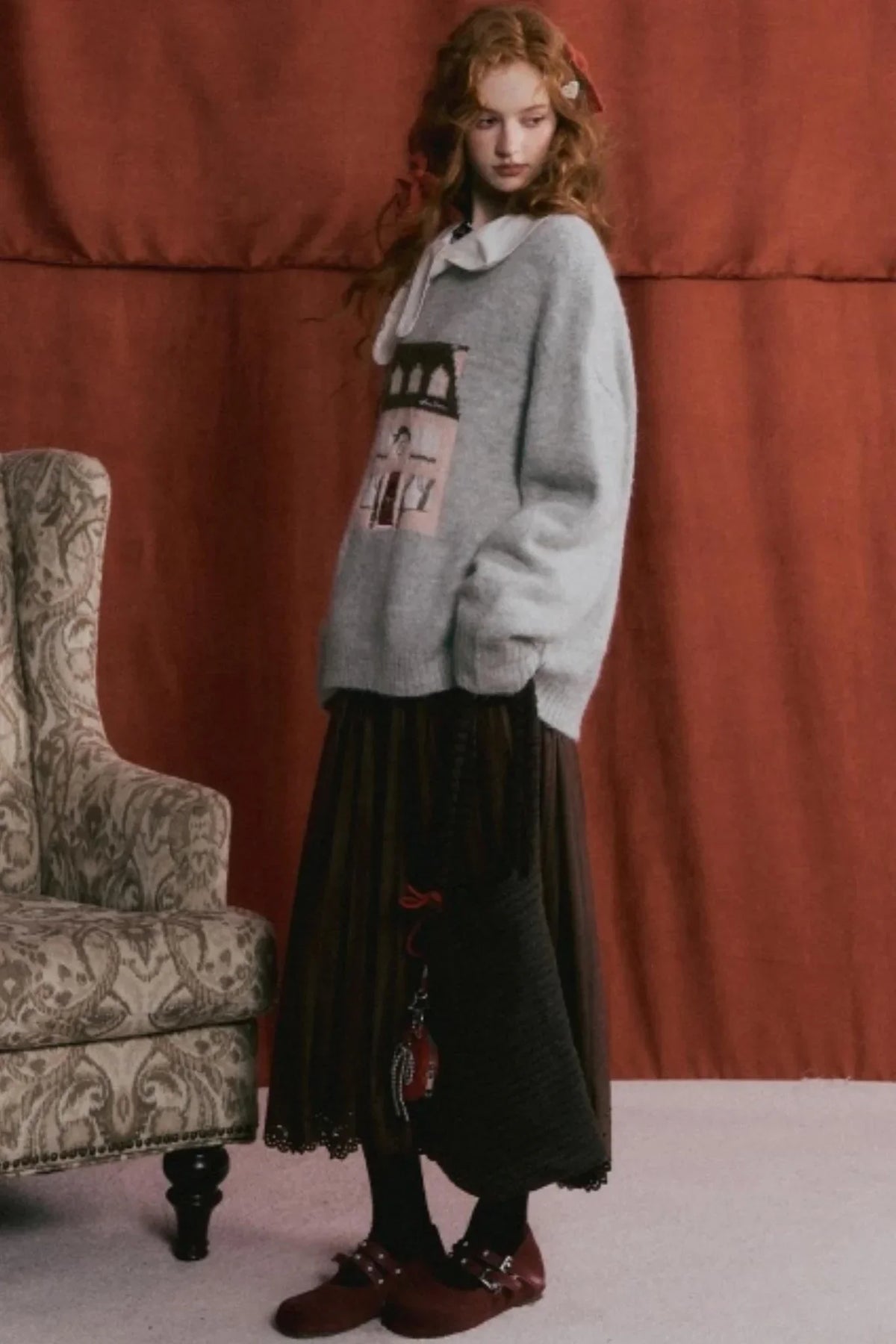 Wool Blend Jacquard Sweater