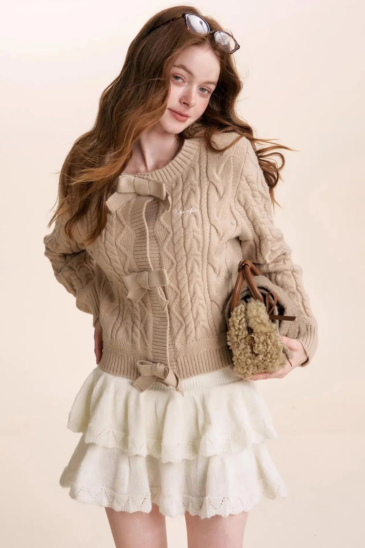 Wool Blend Lace Tiered Skirt
