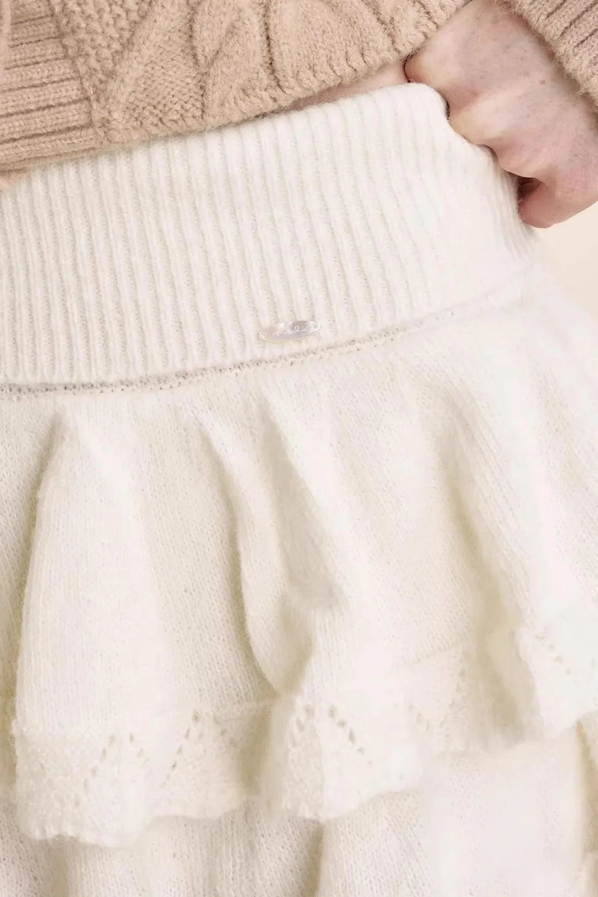 Wool Blend Lace Tiered Skirt