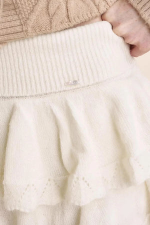 Wool Blend Lace Tiered Skirt