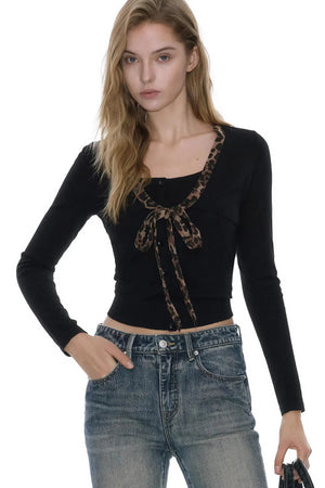 Wool Blend Leopard Sweater Set