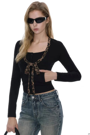 Wool Blend Leopard Sweater Set