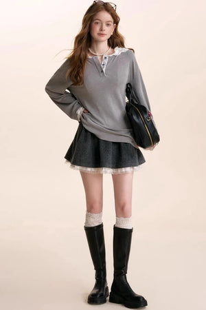 Wool Blend Patchwork Skirt