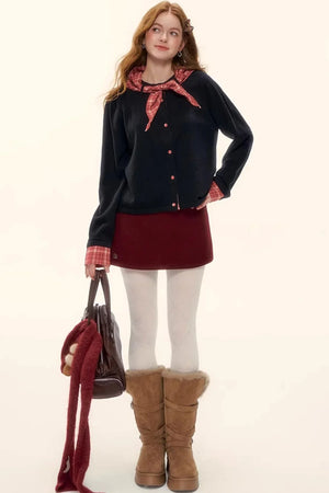Wool Blend Plaid Sweater