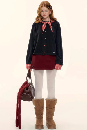Wool Blend Plaid Sweater