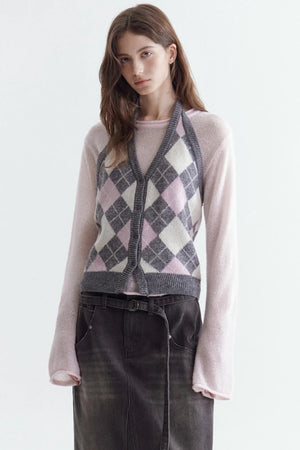 Wool Blend Quilted Vest Set