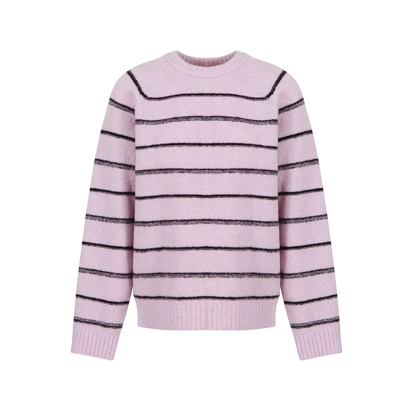 Wool Blend Striped Knit Pullover Sweater