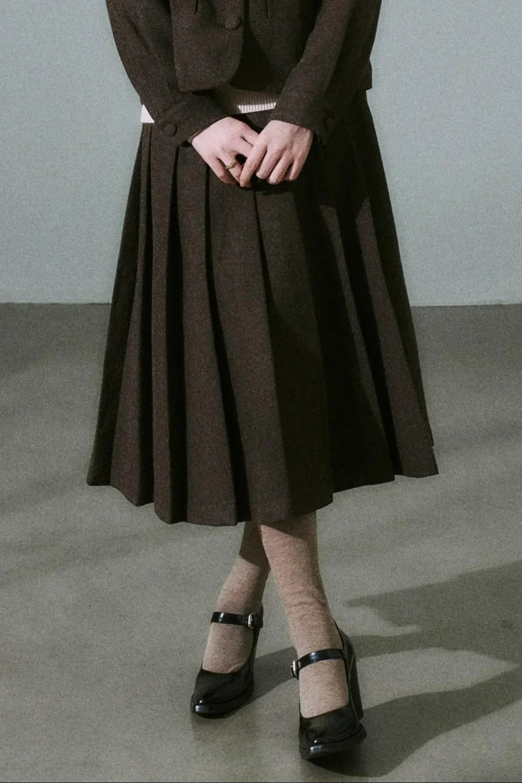 Wool Bow Tie Blazer Suit & Skirt Set-Up