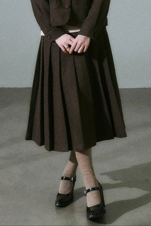 Wool Bow Tie Blazer Suit & Skirt Set-Up