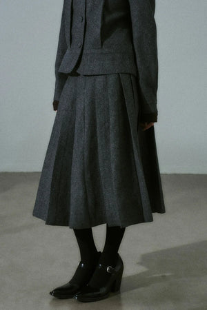 Wool Bow Tie Blazer Suit & Skirt Set-Up