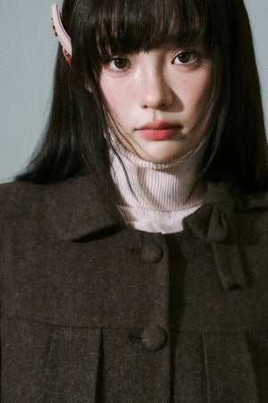 Wool Bow Tie Blazer Suit & Skirt Set-Up