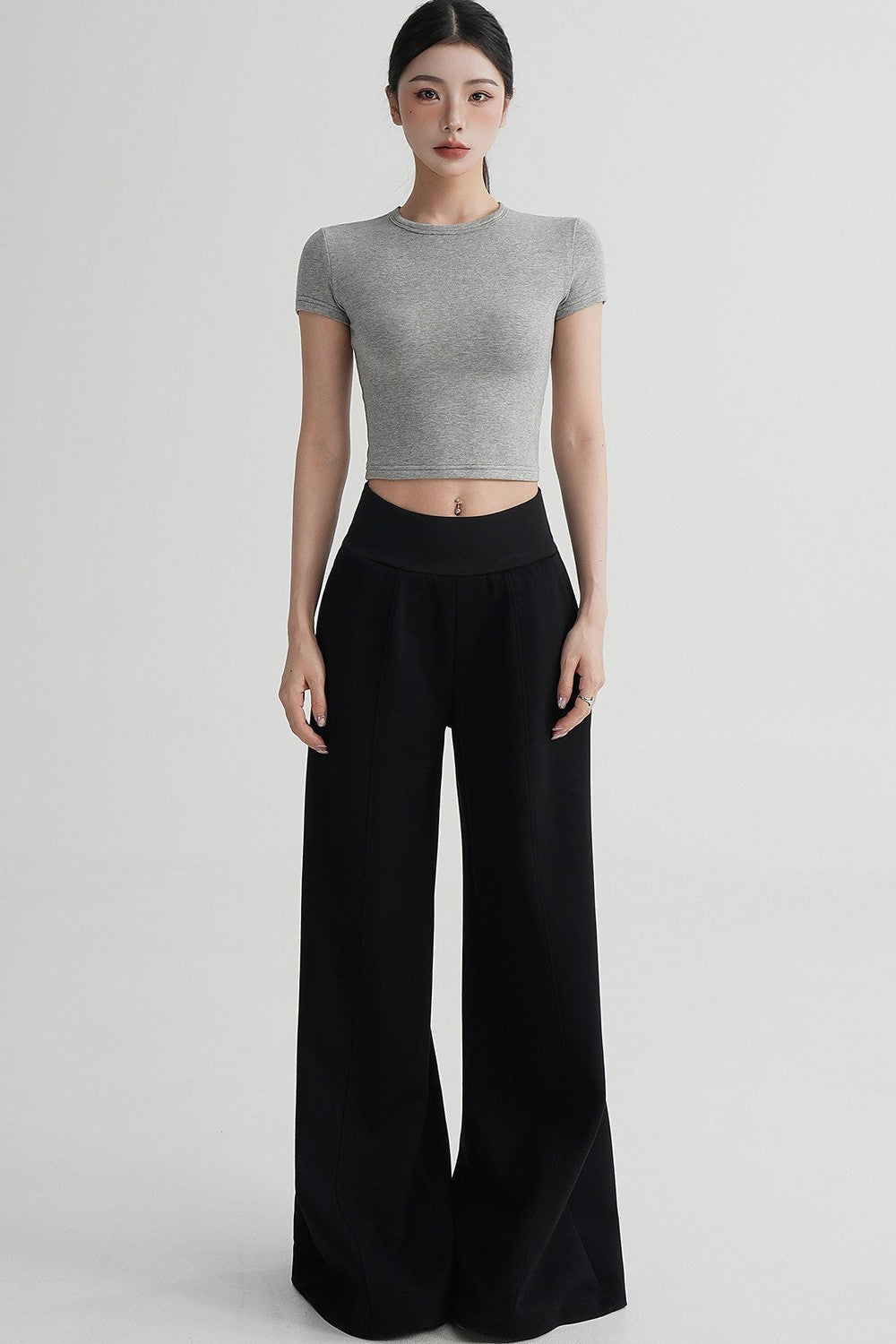 Wool Cropped Short Sleeve Top