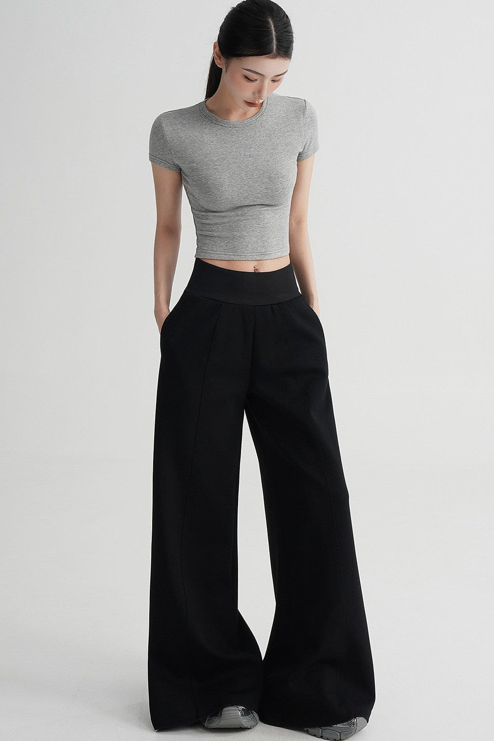Wool Cropped Short Sleeve Top