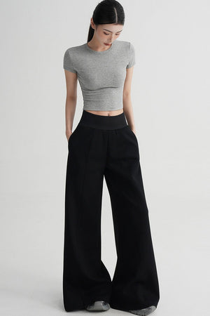 Wool Cropped Short Sleeve Top