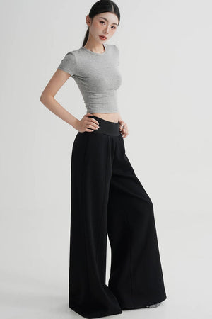 Wool Cropped Short Sleeve Top