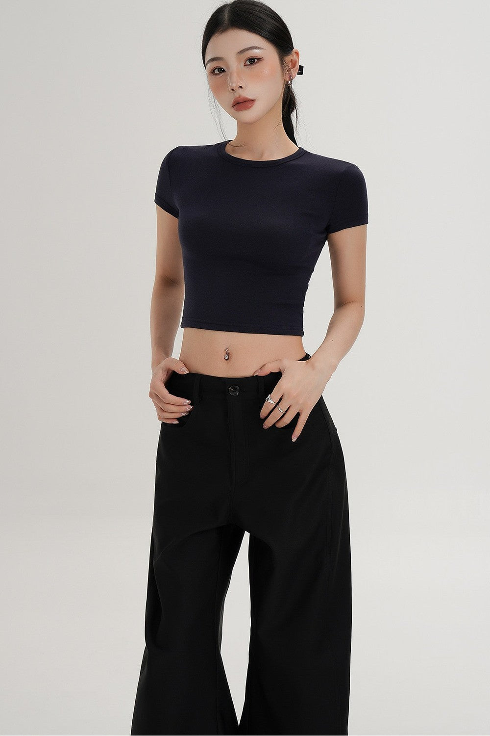 Wool Cropped Short Sleeve Top