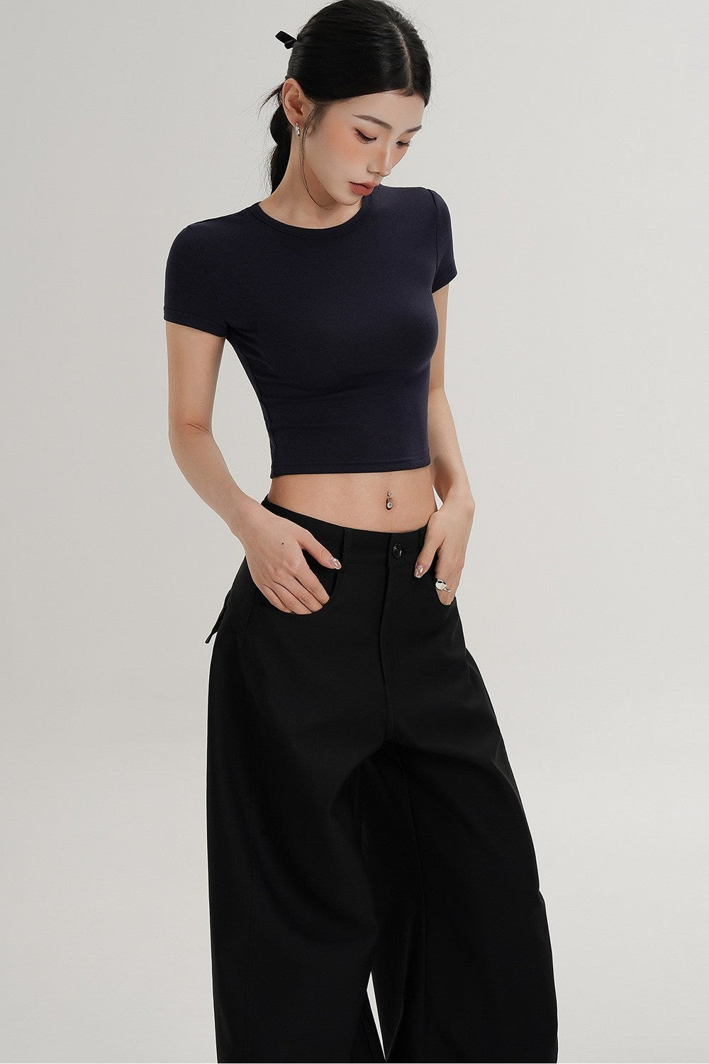 Wool Cropped Short Sleeve Top