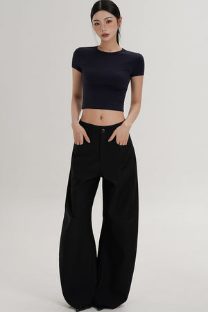 Wool Cropped Short Sleeve Top