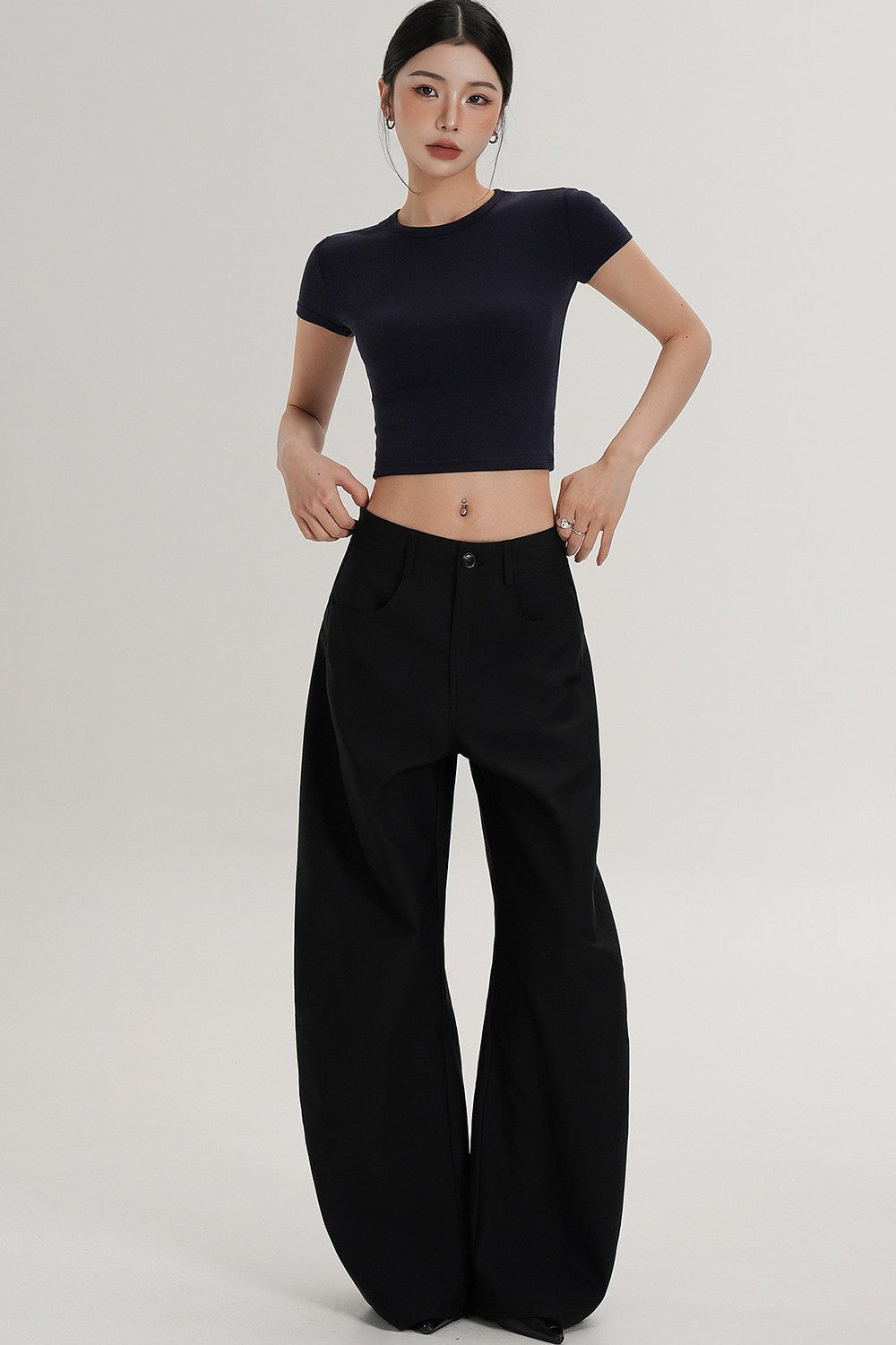 Wool Cropped Short Sleeve Top