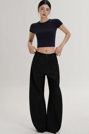 Wool Cropped Short Sleeve Top