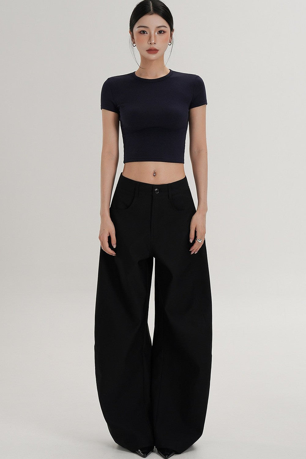 Wool Cropped Short Sleeve Top