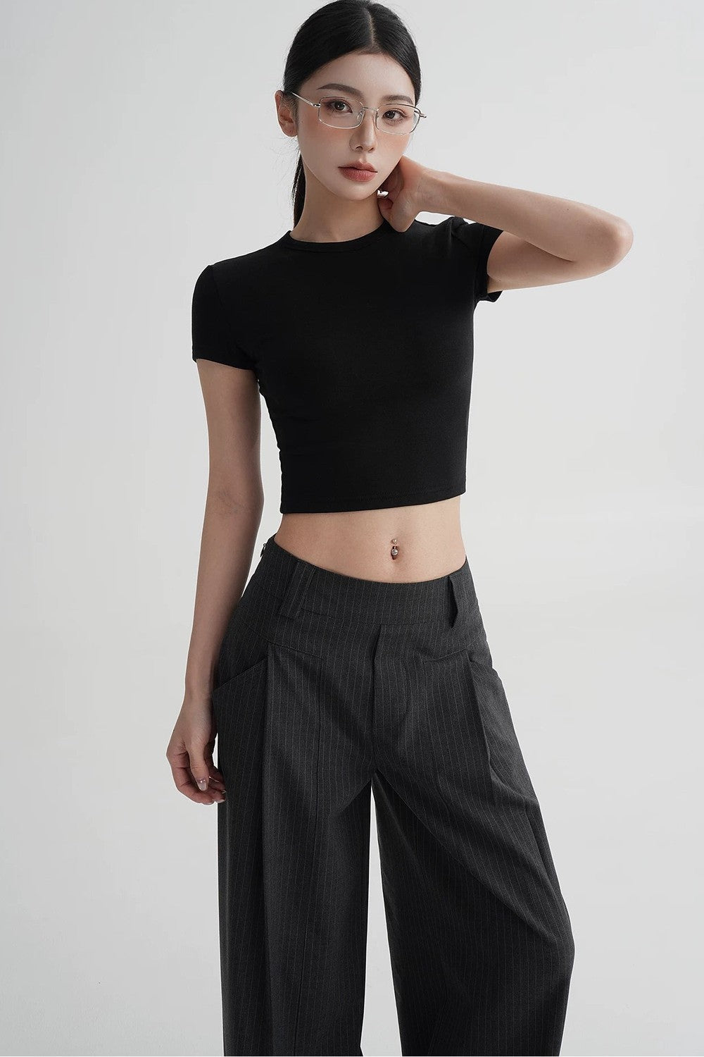 Wool Cropped Short Sleeve Top