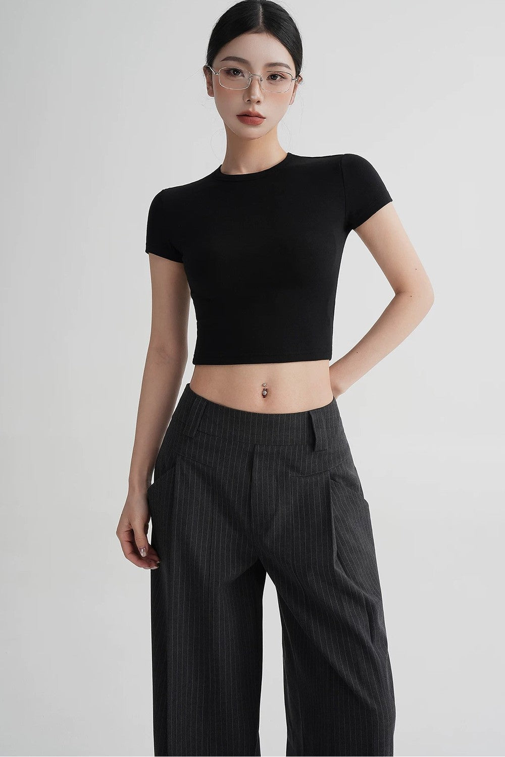 Wool Cropped Short Sleeve Top