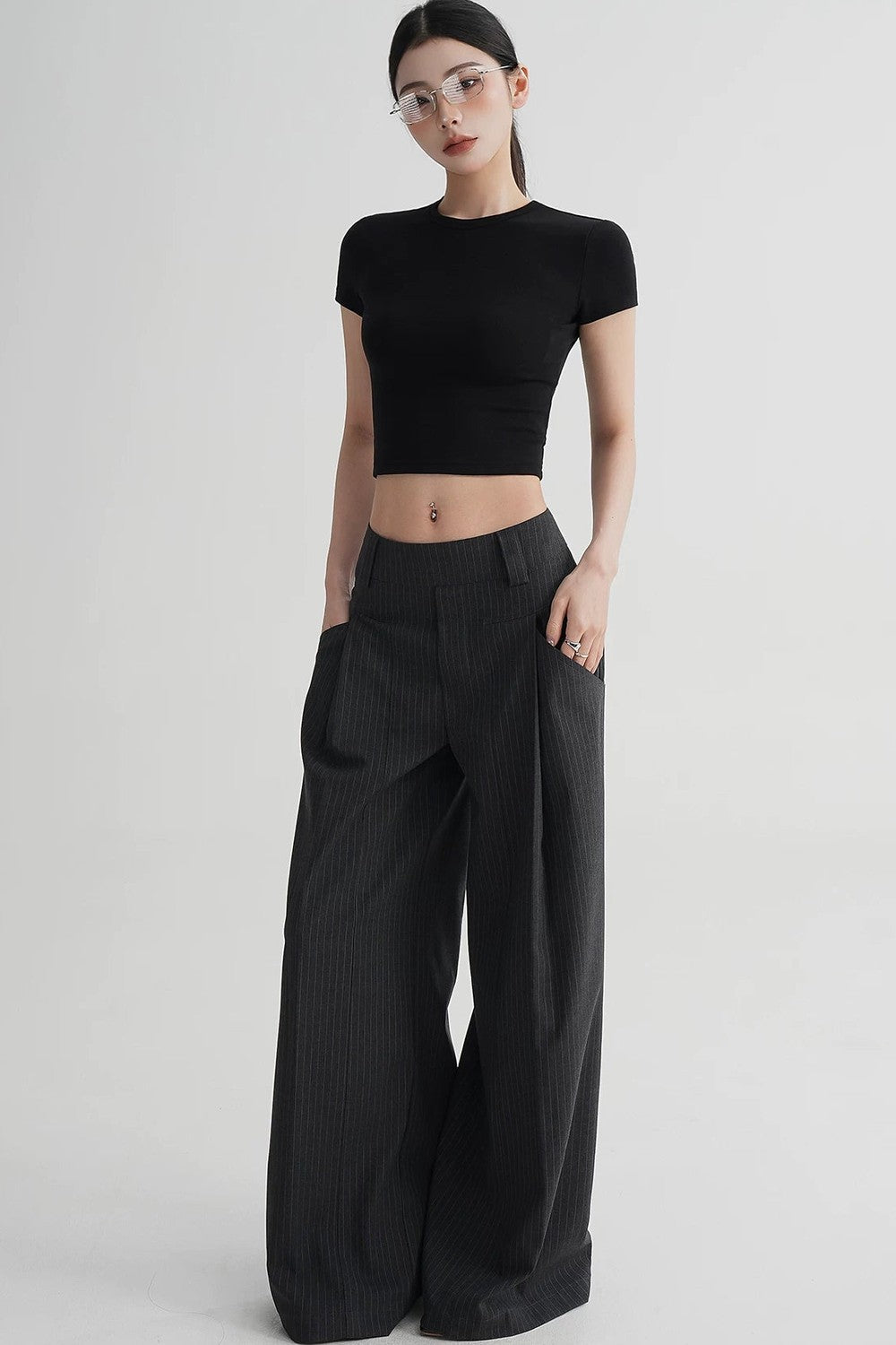 Wool Cropped Short Sleeve Top