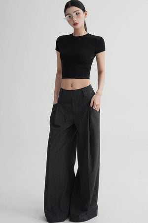 Wool Cropped Short Sleeve Top