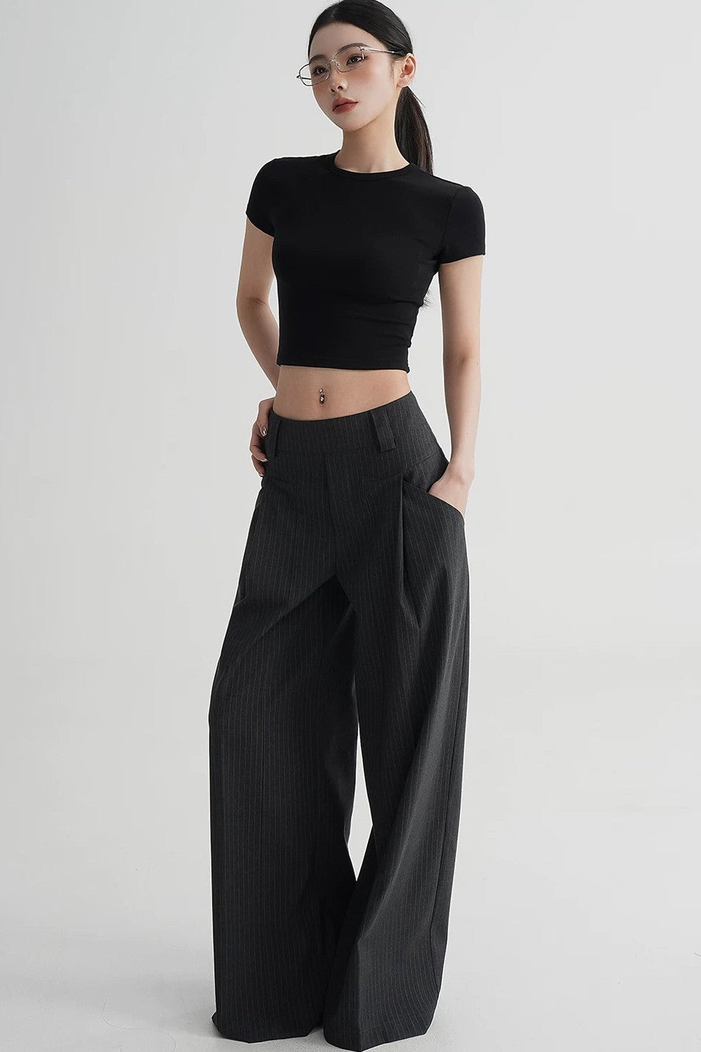 Wool Cropped Short Sleeve Top