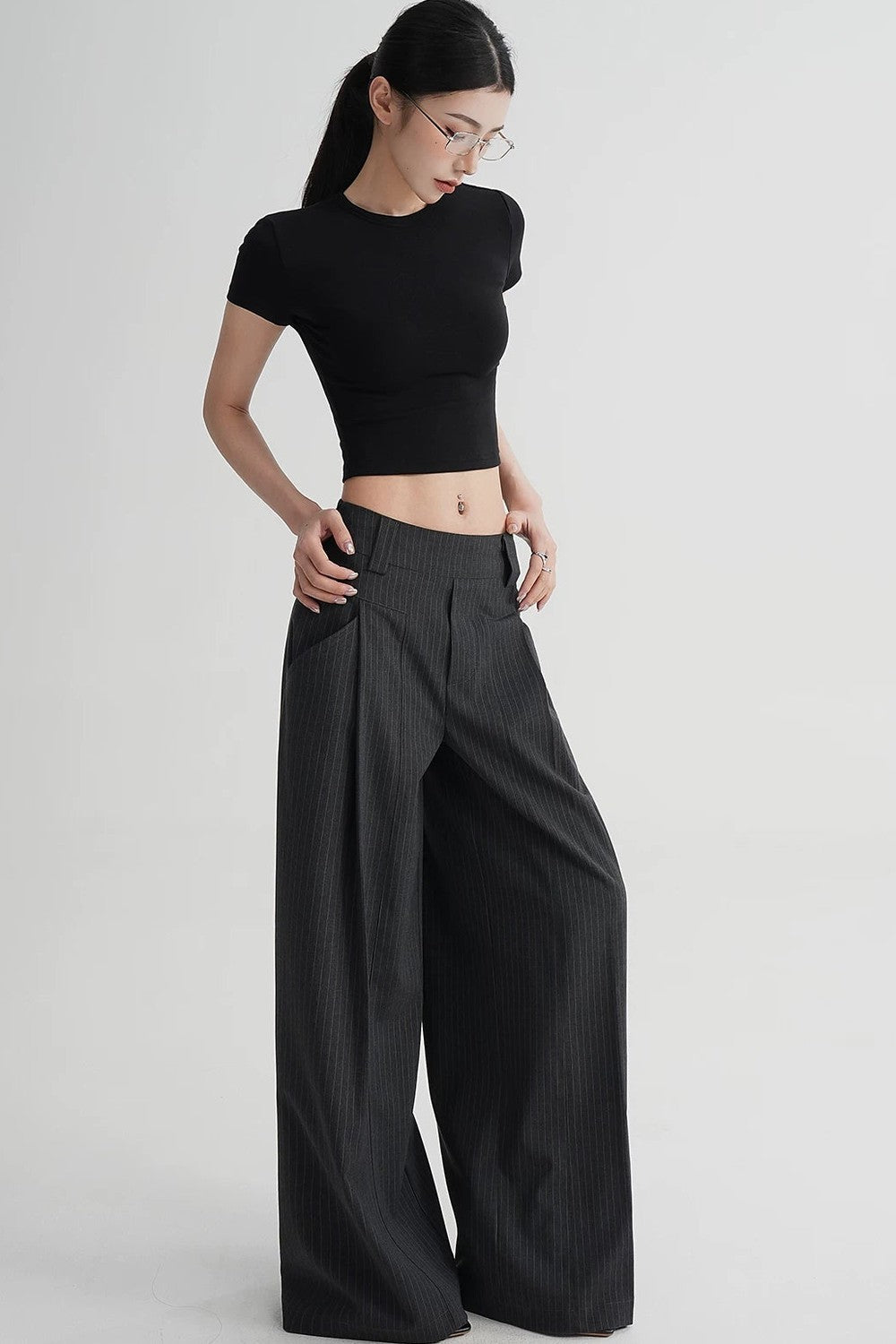 Wool Cropped Short Sleeve Top