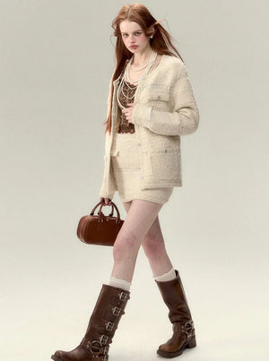 Wool Fragrance Jacket Skirt Two Piece Set