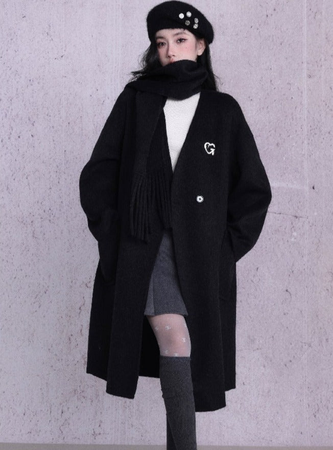 Wool handmade double-sided Coat (free scarf)