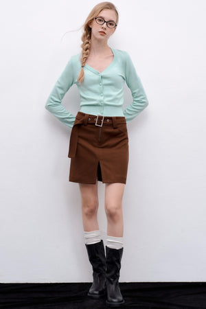 Wool Knit Cropped Sweater Top