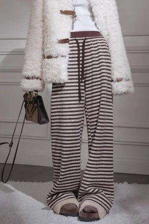 Wool Knit Striped Pants