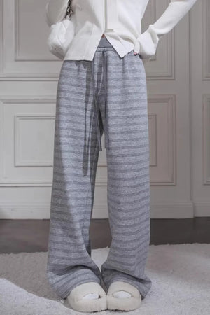 Wool Knit Striped Pants