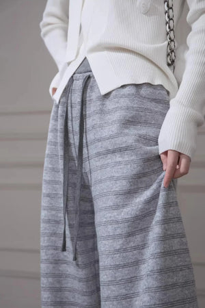 Wool Knit Striped Pants