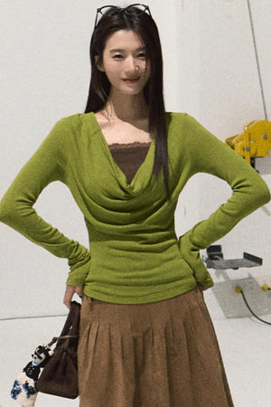 Wool Lace Knit Top