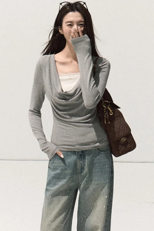 Wool Lace Knit Top