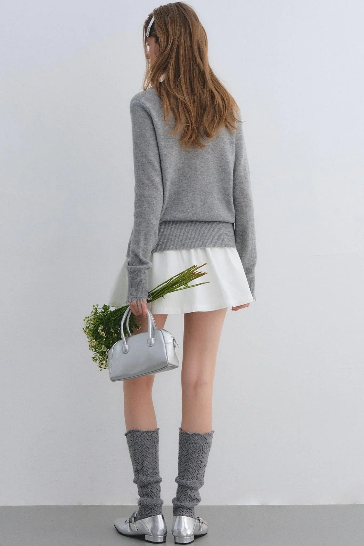 Wool Lace V-Neck Knit Top